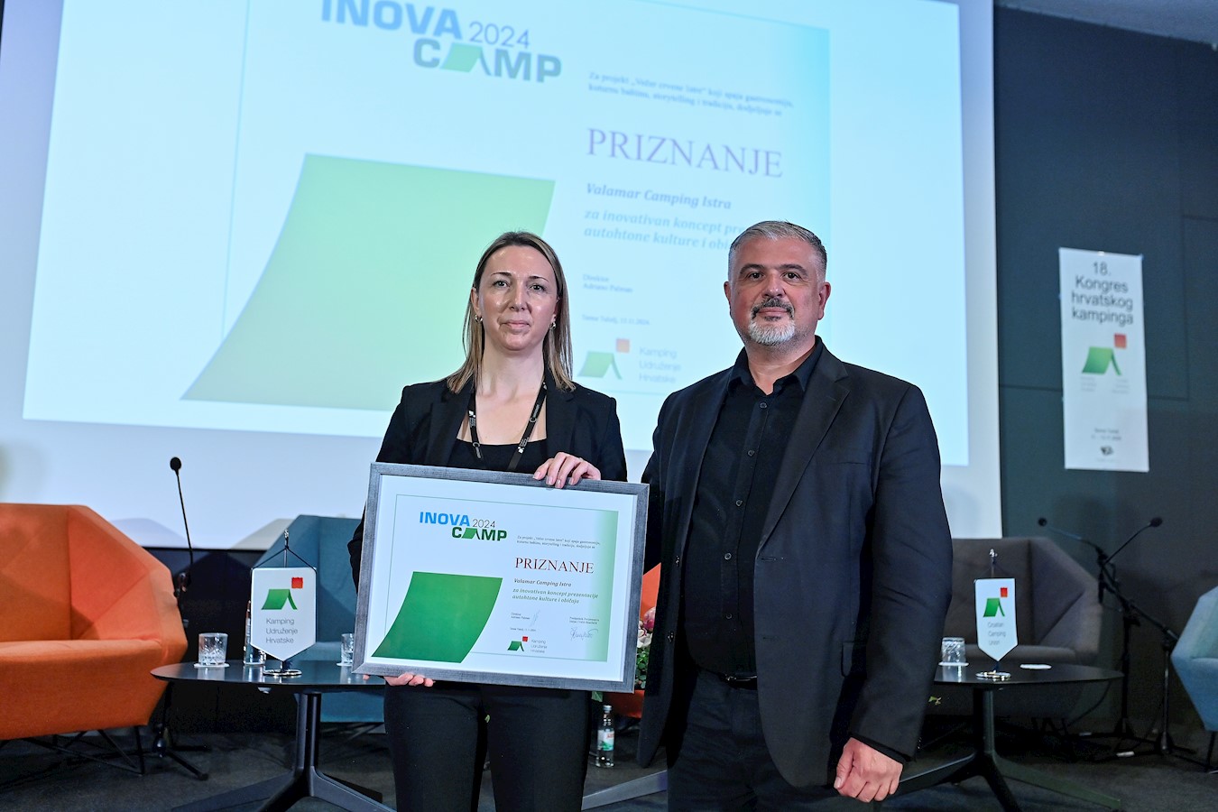 Valamar Camping Istra_INOVA CAMP 2024,  s lijeva na desno - Nataša Radešić (Valamar Camping Istra), Adriano Palman (direktor Kamping udruženja H.JPG
